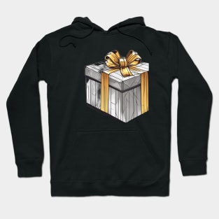 Elegant Silver Gift Box with Golden Ribbon No. 1015 Hoodie